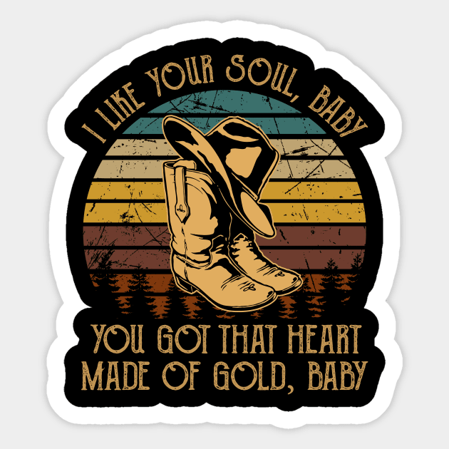 I Like Your Soul, Baby You Got That Heart Made Of Gold, Baby Cowboy Boot Hat Music Sticker by GodeleineBesnard